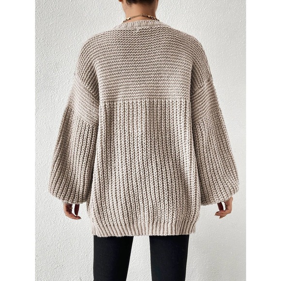 ribbed knit sweater Open Front oversized Cardigan - Picture 2 of 11